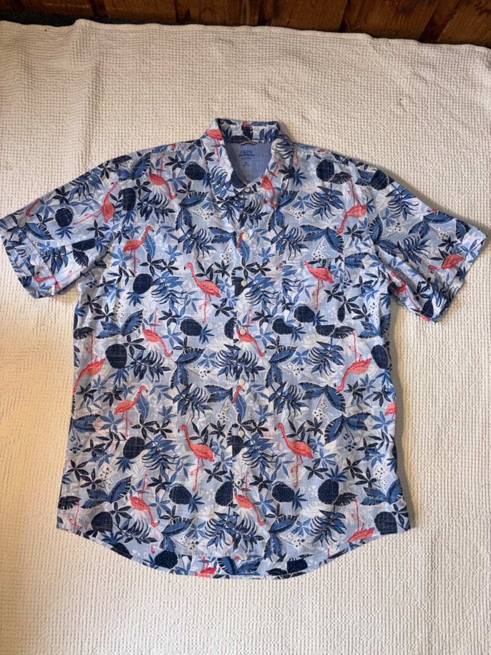 Izod Saltwater Relaxed Classics Short-Sleeve Button Up Tropical Shirt, XL NWOT